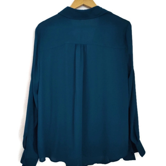 Maurice's Teal Green Semi Sheer Button Up Blouse Size Large - Picture 3 of 4